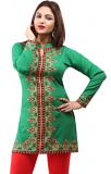 Stylish Green Crepe Full Sleeve Short Kurti Tunic S - 4XL